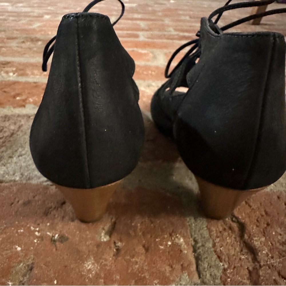 Paul Green Munchen Black Leather LaceUp Open Toe Women's Sandals Handmade size 8 - Picture 6 of 16